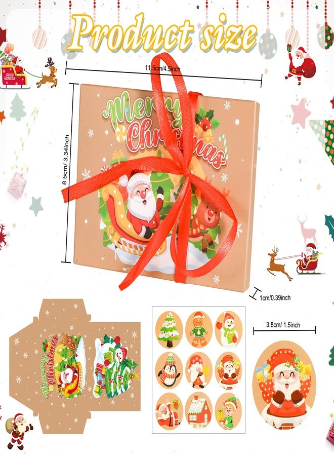 Qpout 36 PCS Brown Christmas Party Gift Card Holder Boxes with Ribbon,Paper Decorative Present Wrapping Envelope Card Boxes for Christmas Holiday Gift Decor(9 Styles) - Image 2